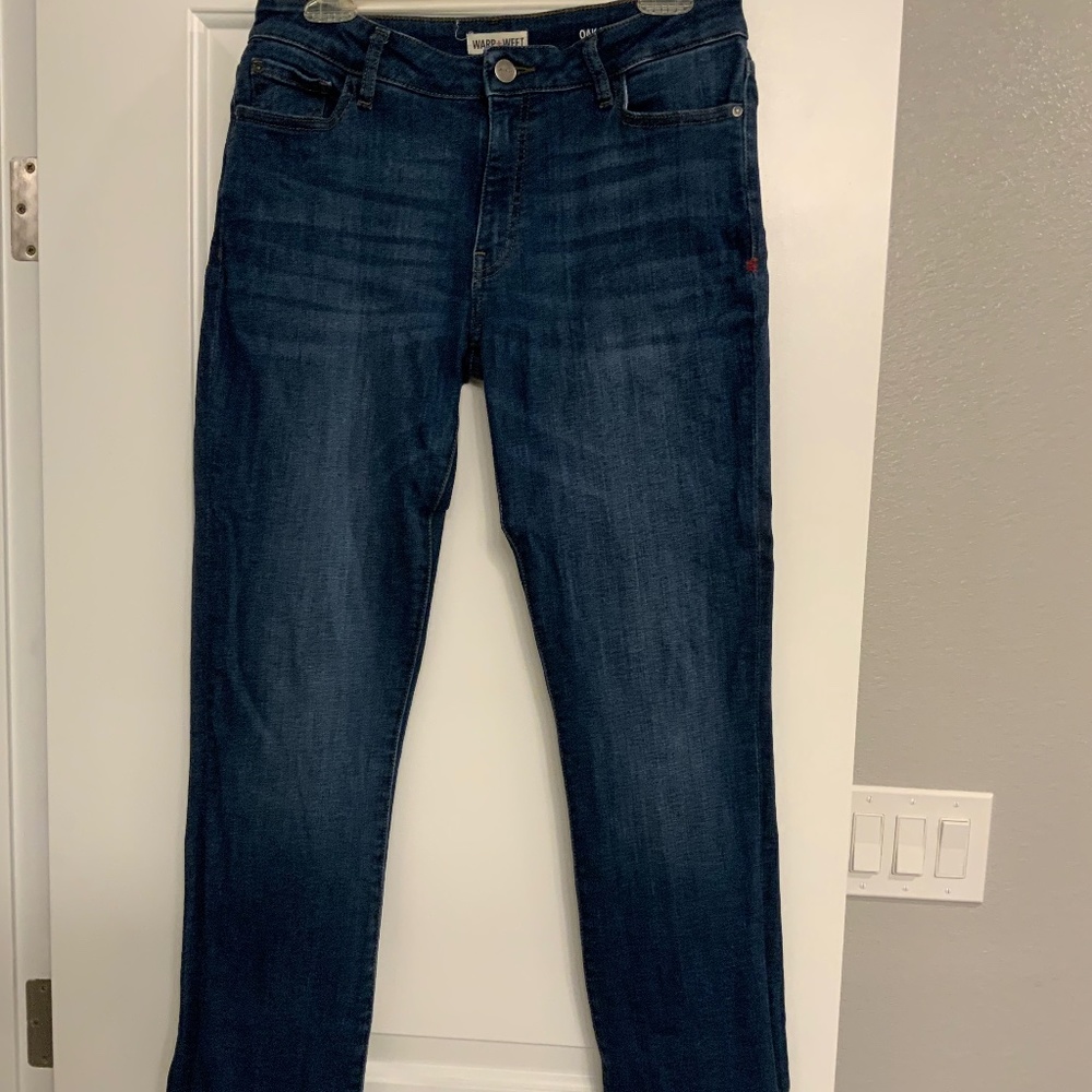 Warp & Weft Size 28x30 Dark Blue Distressed Straight Jeans